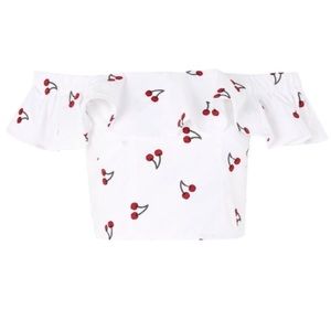 Topshop Cherry off shoulder top